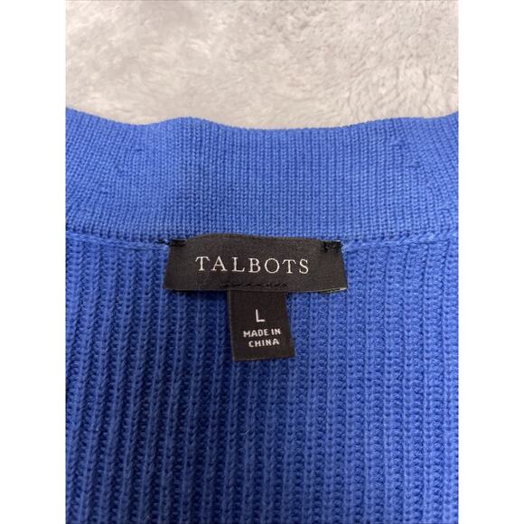 Talbots Girlfriend Dip Dye Ombre Cardigan Sweater Womens L Blue V-Neck Button Up - Picture 3 of 6
